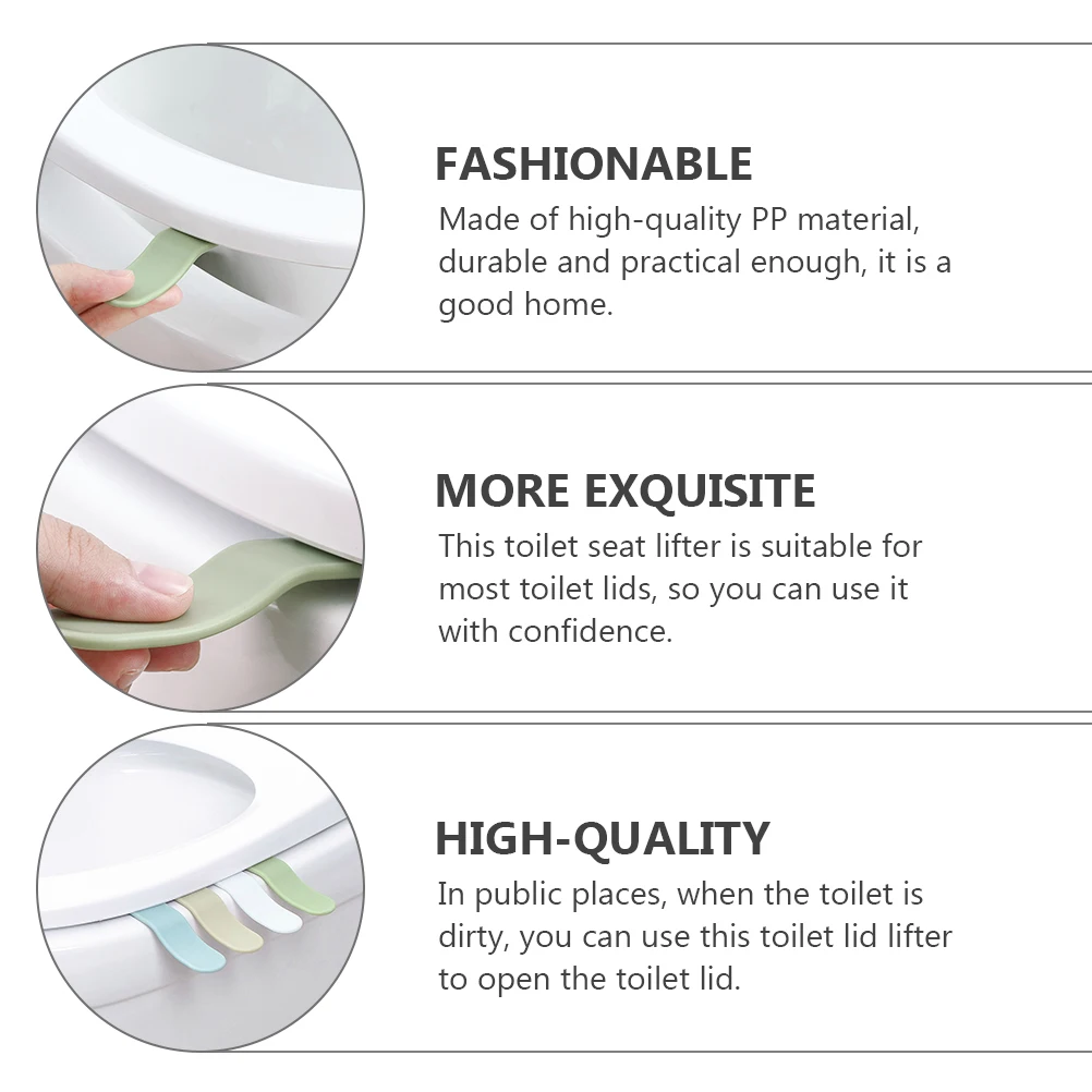 

12 шт., подъемник для крышки, прочный полипропиленовый материал для использования в ванной комнате, ручка для крышки сиденья унитаза, анти-тач, принадлежности для подъема унитаза