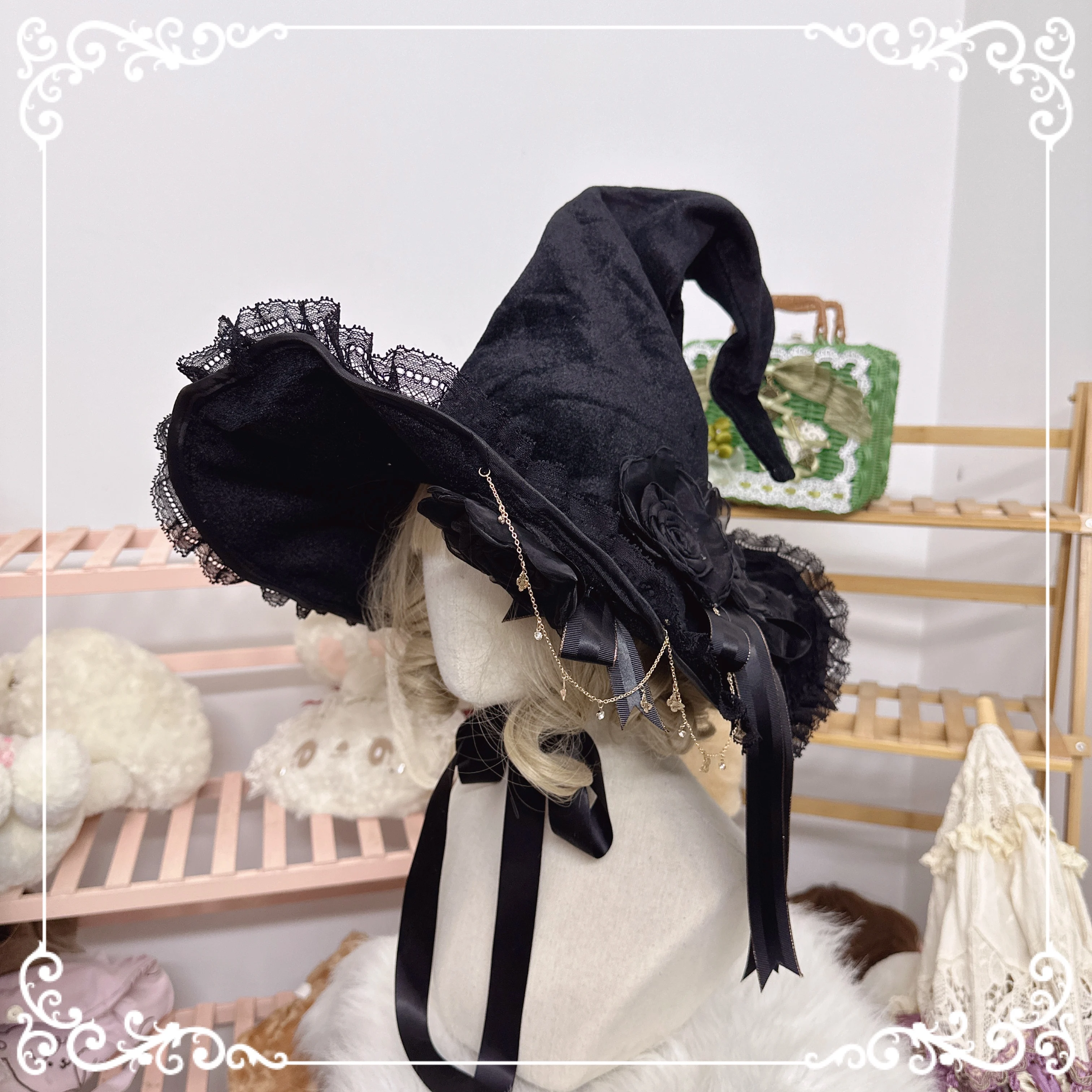 Original homemade Lolita element Little Witch Dark Wind hat Magic girl Lolita style witch hat