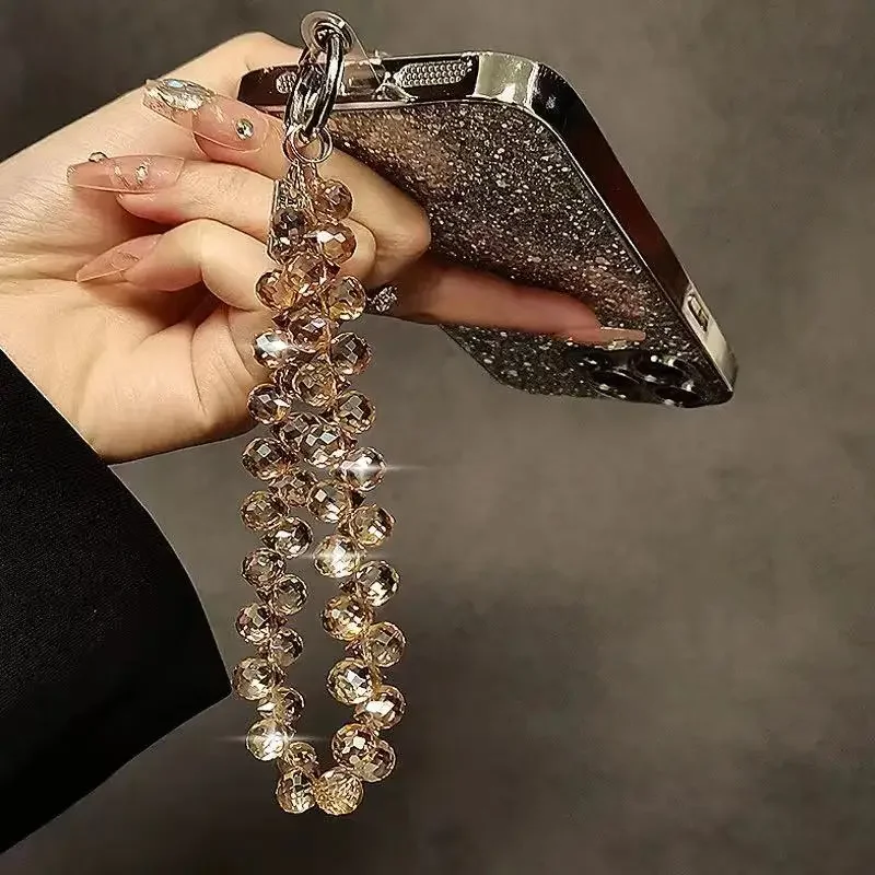 Stylish Bling Bling Crystal Beads Phone Strap Charm Pendant Bracelet for IPhone Airpods Accessories Bag Women Girl Hanging Cord