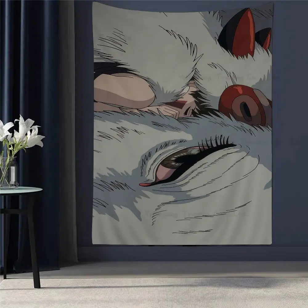 

P-Princess M-Mononoke Anime Colorful Tapestry Wall Hanging Hanging Tarot Hippie Wall Rugs Dorm Home Decor
