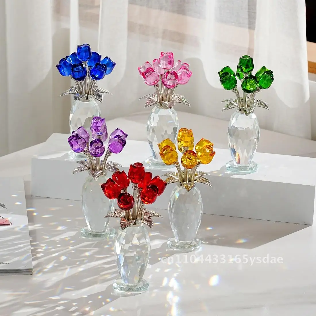 

Elegant Crystal Ornaments Souvenirs Rose Crystal Gift Desktop Ornaments Home Decoration Crystal Flower