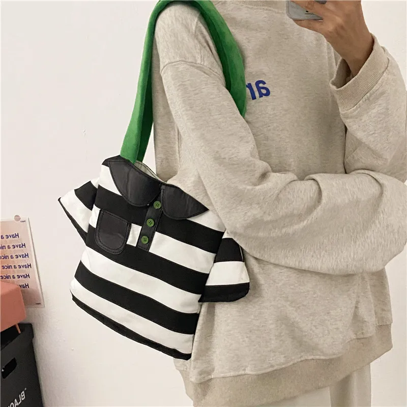 T Shirt Canvas Tote Bag Creative Shopping Bag Women Girls Shoulder Bag