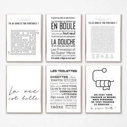 Affiche minimalistes WC et salle de bain Prints French Bathroom Rules Quote Poster Canvas Painting Toilet Bathroom Wall Decor