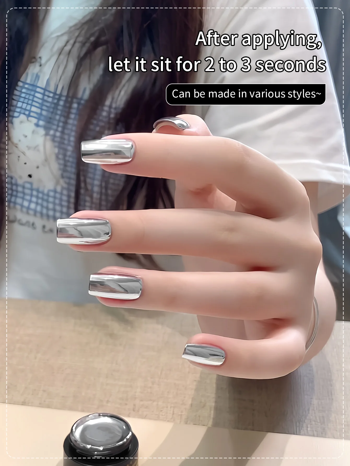 5ML two-in-one Super Silver Metallic Gel Nail Polish Mirror Metal Effect Painting Gel Chrome Varnis Semi Permanent for Nail DIY