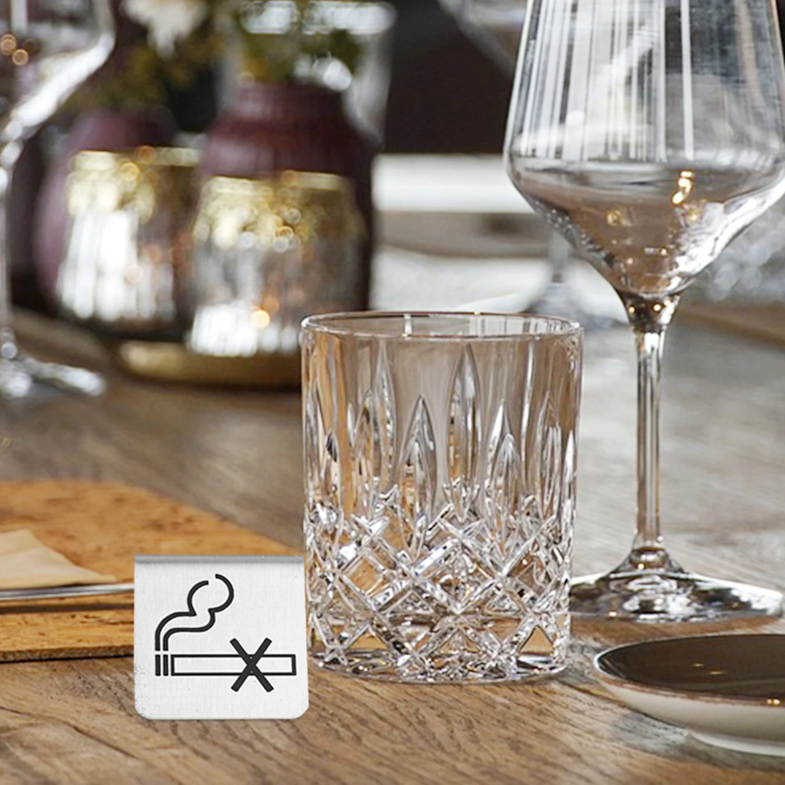 2 قطعة الفولاذ المقاوم للصدأ لا التدخين الجدول علامة محفوظة مؤشر مزدوج الجانب لمطعم مقهى مكتب فندق منطقة غير التدخين