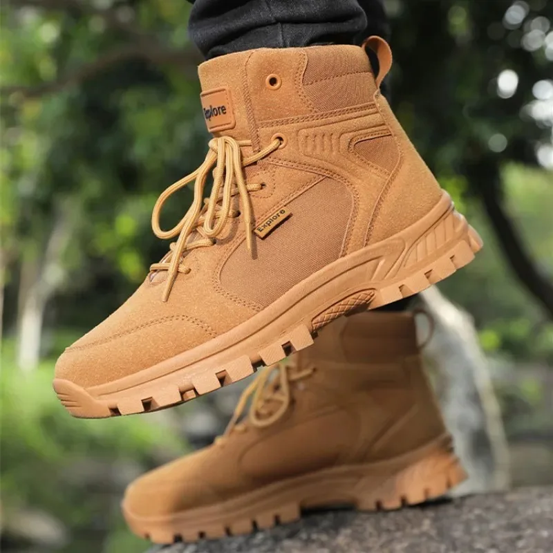 Stivali da arrampicata su roccia alti traspiranti in rete patchwork tinta unita antiscivolo resistenti all'usura neutri