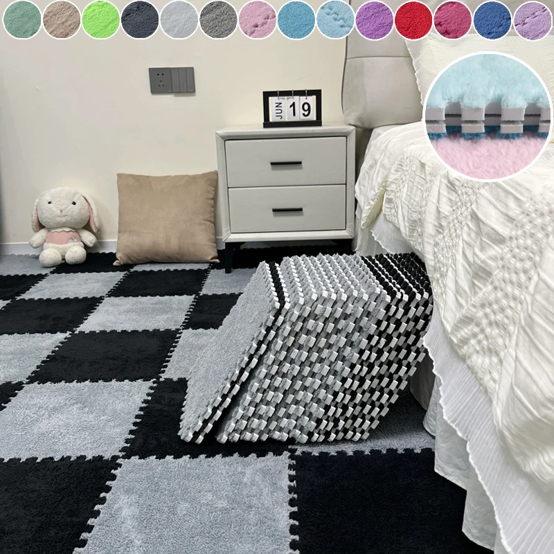 

Living Room Mat Eva Foam Puzzle Carpet 30x30cm Soft Plush Interlocking Tiles Warm Nursery Rug Childrens Theme Room Floor Decor