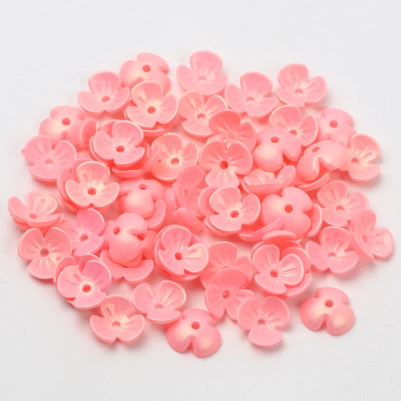 200pcs/Lot 10mm Mixed Acrylic Three Petals Flower Beads Spacer Beads for Jewelry Making Earring Hairpin Decoration Accessorie