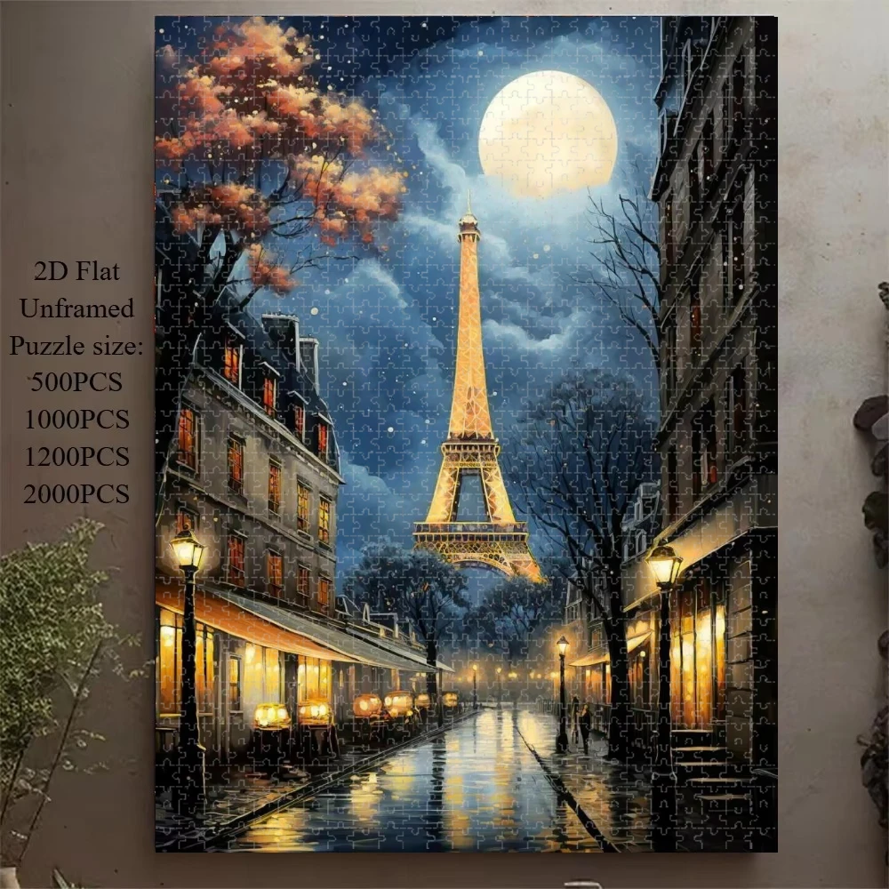 500/1000/1200/2000 PCS The Eiffel Tower on A Rainy Night Puzzle Creative Puzzle Jigsaw Birthday Gifts Home Decoration