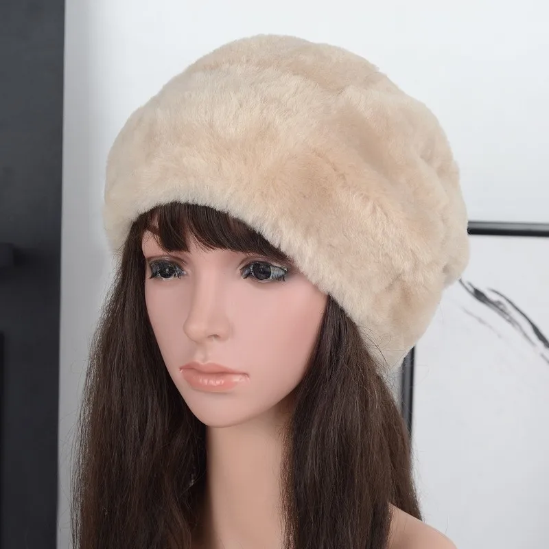 

New hand-sewn fur one-piece hat for women thickened ear-protecting and cold-proof with