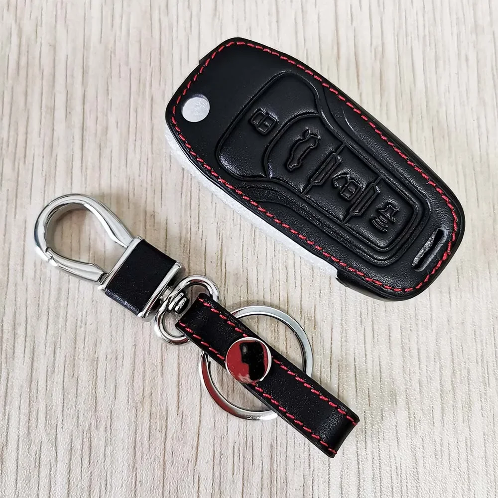 Funda de cuero para llave de coche, accesorio para Ford Focus Mustang Explorer Eske Mercury Mountaineer Escape, Lincoln Navigator Key Fob