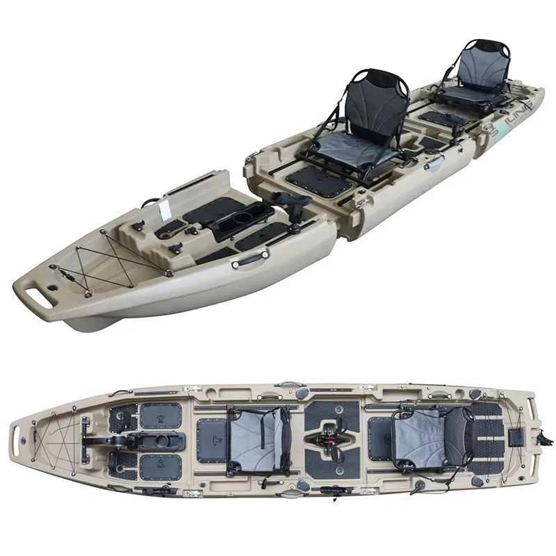 10ft Modular Hard Plastic Kayak With Propeller Pedal Drive System 1-Person Sit-On-Top Design Single Paddler Ocean Waters Fishing