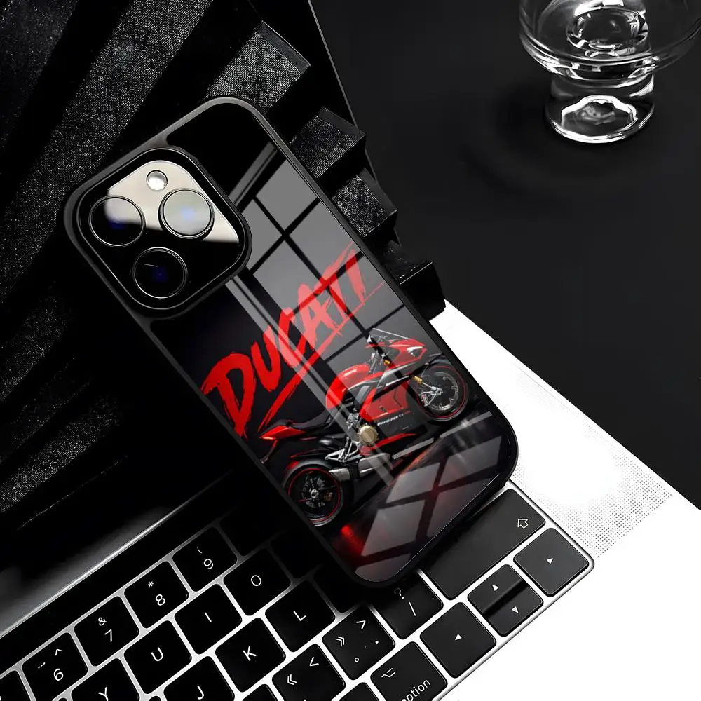 Motorrad-Rennsport D-Ducaties Handyhülle für iPhone 17 Pro Max 15 Pro 16 14 Plus 12 13 Mini 11 Pro Stoßfeste Glasabdeckung