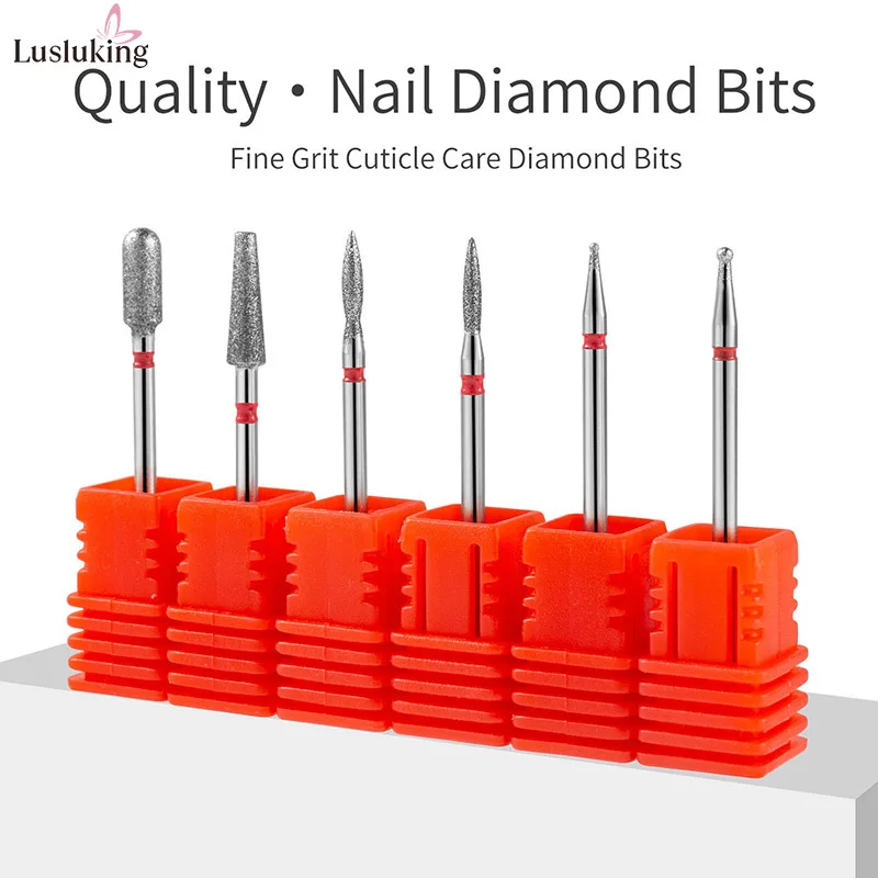 6 個ダイヤモンドネイルドリルビットセット電気フライスカッターマニキュアキューティクルクリーンマニキュアドリルアクセサリー