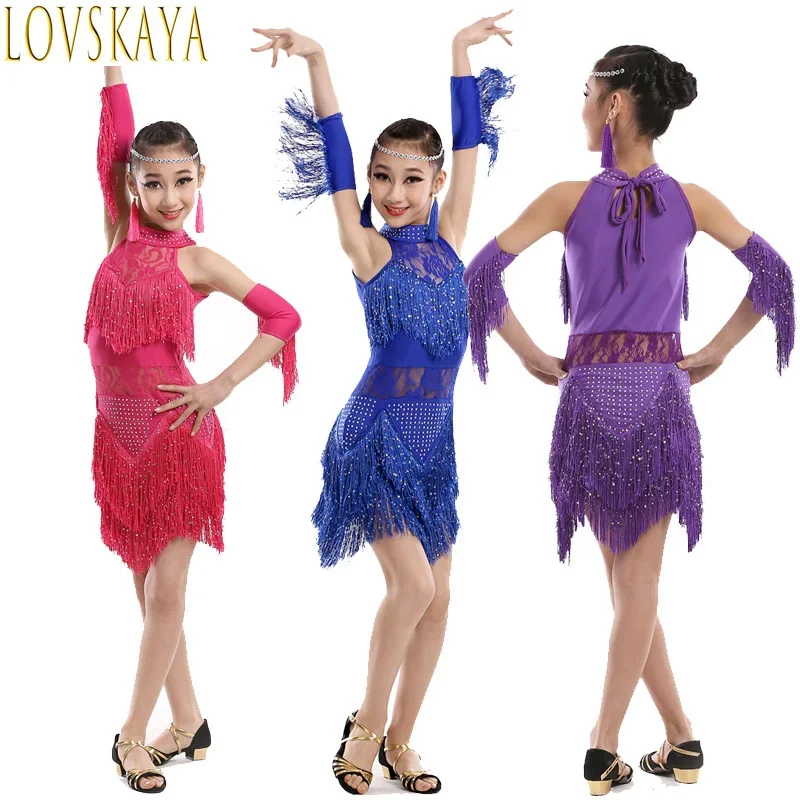 New sequin Latin dance tassel dress for girls, fashionable cha cha salsa tango dance costumes, stage costumes