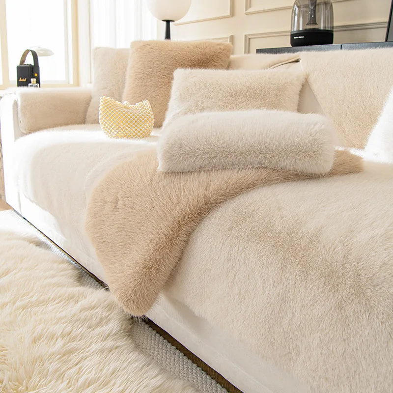 

2025 Thick Plush Sofa Cushion Pad Non-Slip Leather Sofa Cover Luxury Anti-Slip Seat Pad for Autumn Winter Comfort