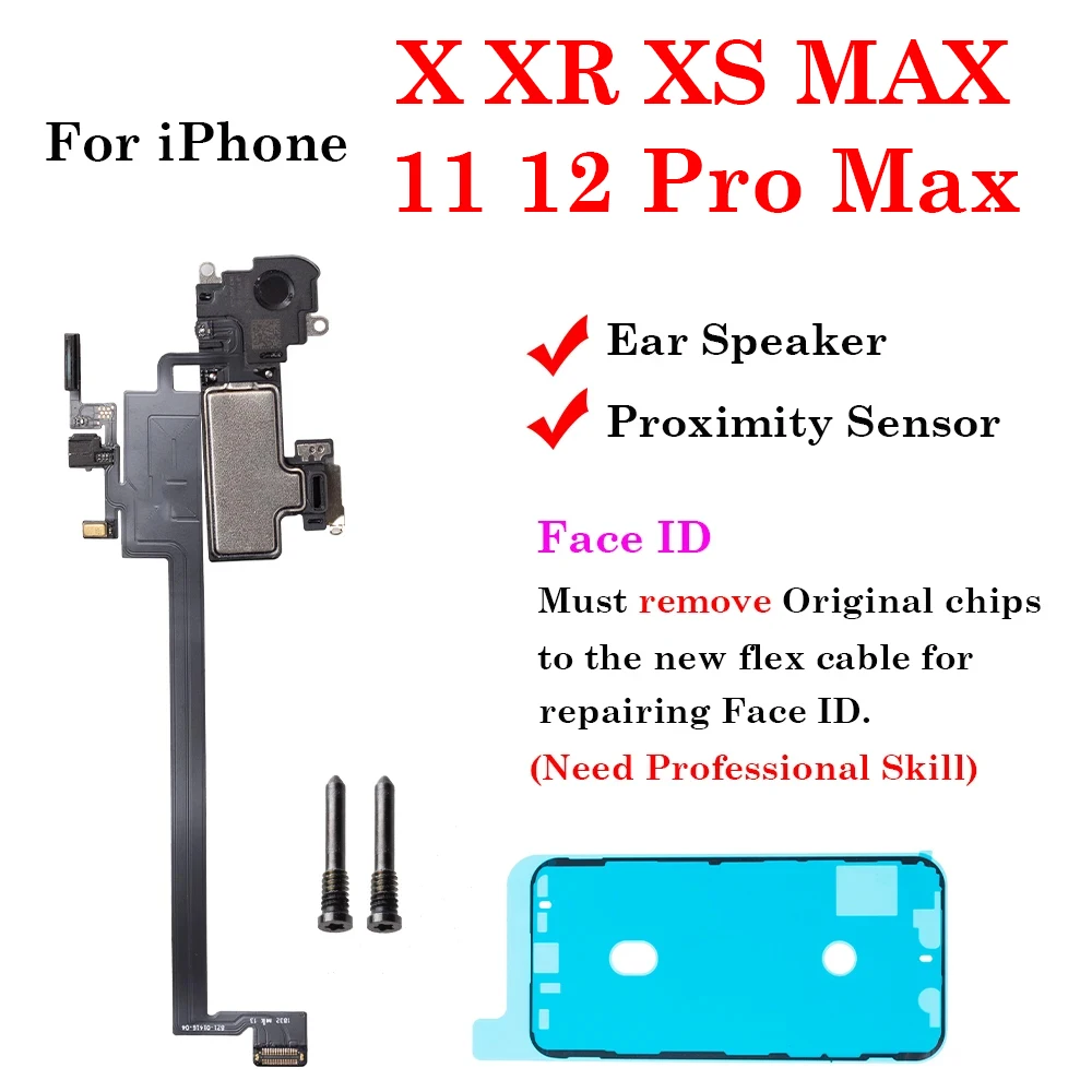 1Pcs High Quality Earpiece Speaker With Proximity Light Sensor Flex Cable For iPhone X XR XS MAX 11 12 Pro Max Ear Speaker