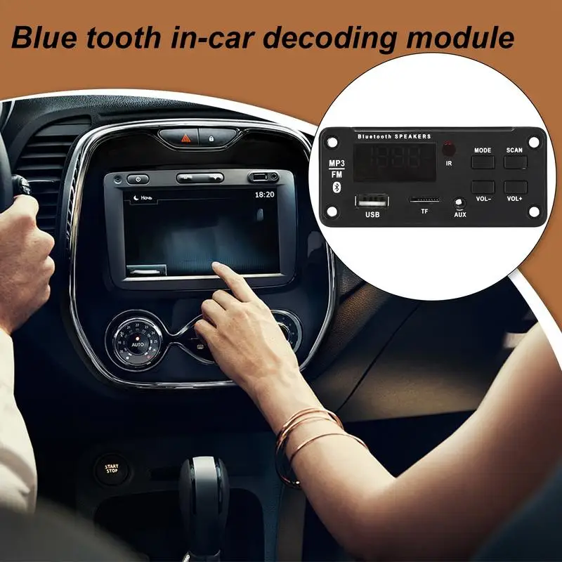 

USB Mp3 Decoding Board 12V Wireless Audio Decoding Module LCD Display Remote Control Amplifier Playback Support USB AUX FM