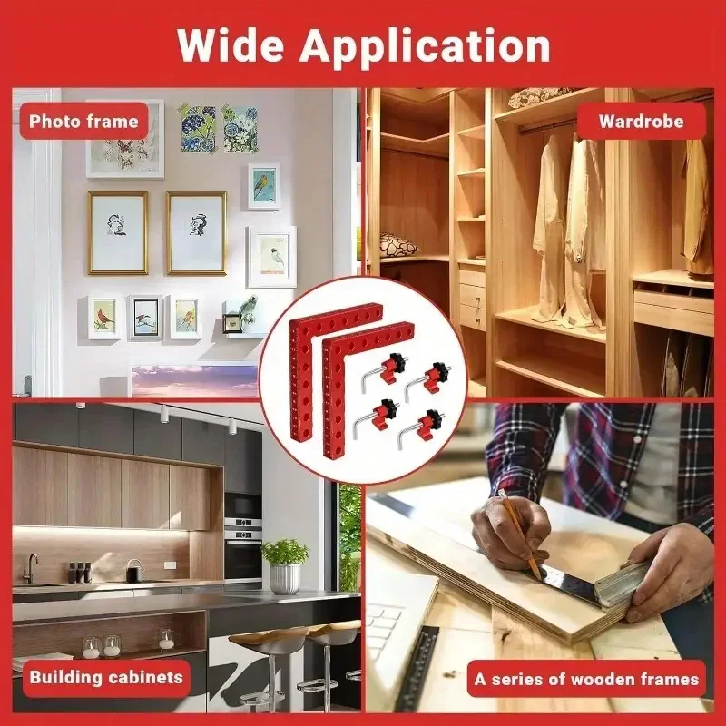 Imagem -05 - Braçadeira de Ângulo Direito de Liga de Alumínio 90 Degree Corner Clamping Square Tools Mandíbula de Balanço Ajustável para Madeira Pcs por Conjunto