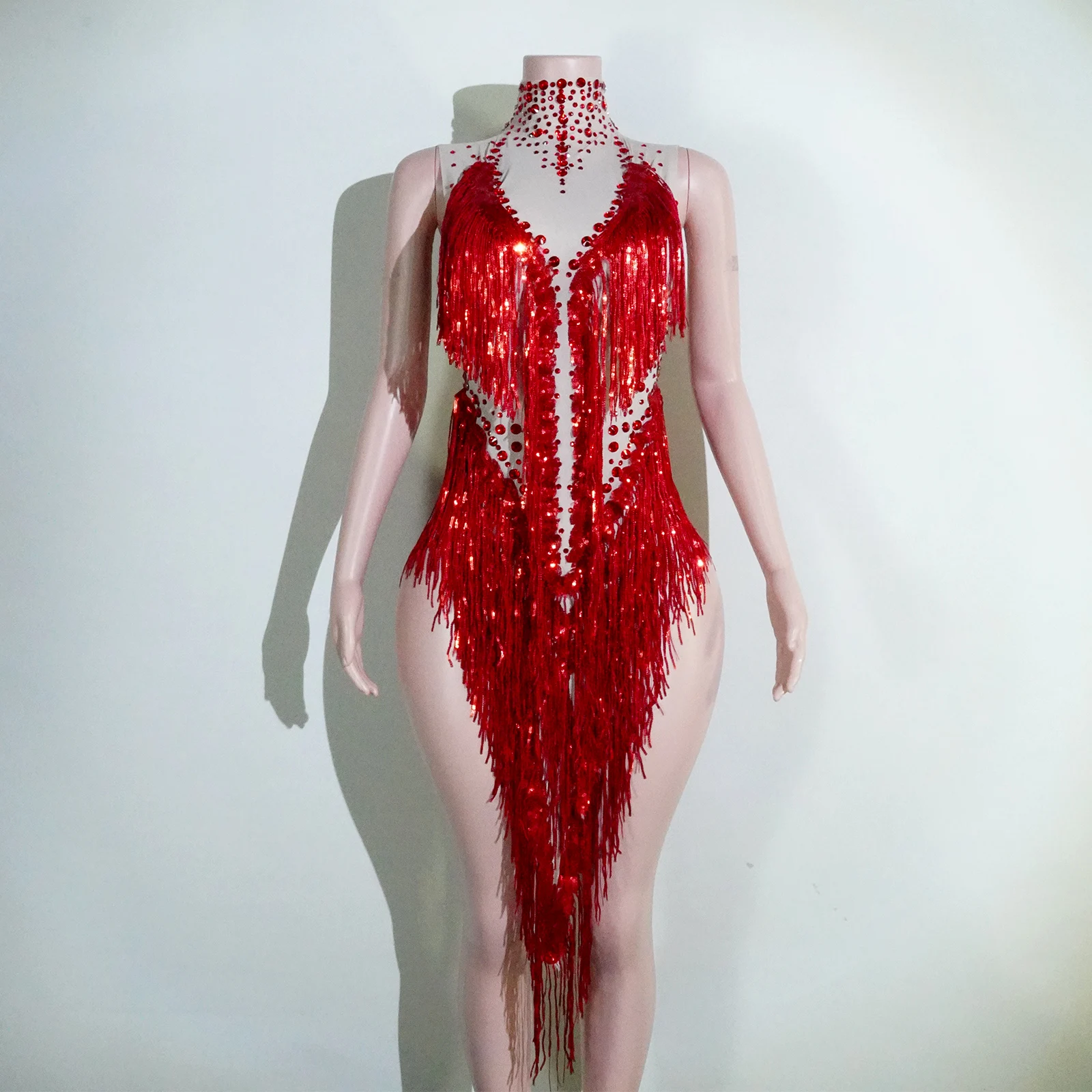 

Блестящие стразы и кисточки, латинское платье, женский сетчатый костюм команды, костюм для ночного клуба, кабаре, исполнитель, вечерние костюмы с блестками, сценическая одежда ​