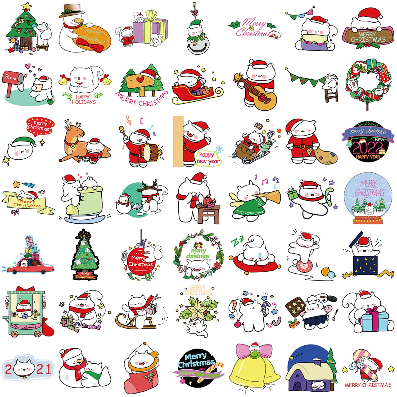 50 Stück Weihnachts-Eichhörnchen-Aufkleber, geeignet für Notebook-Computer, Gepäck, Kühlschrank, Skateboards, Handyhüllen