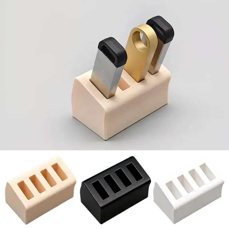 New USB Drive Storage Box Desktop Organizer - 4-Slot Flash Drive Organizer, Suitable For Computer Desktops, Office Supplies