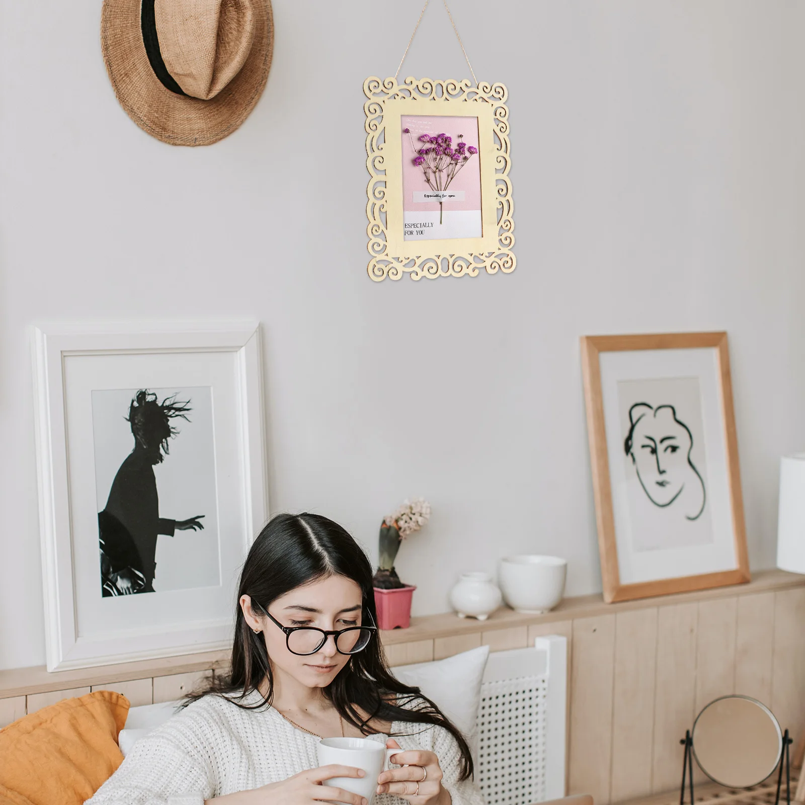

3pcs Wooden Window Grille Pendants Unfinished Cutout Picture Frame Slices Birthday Wedding Party Decorations Wood Hanging