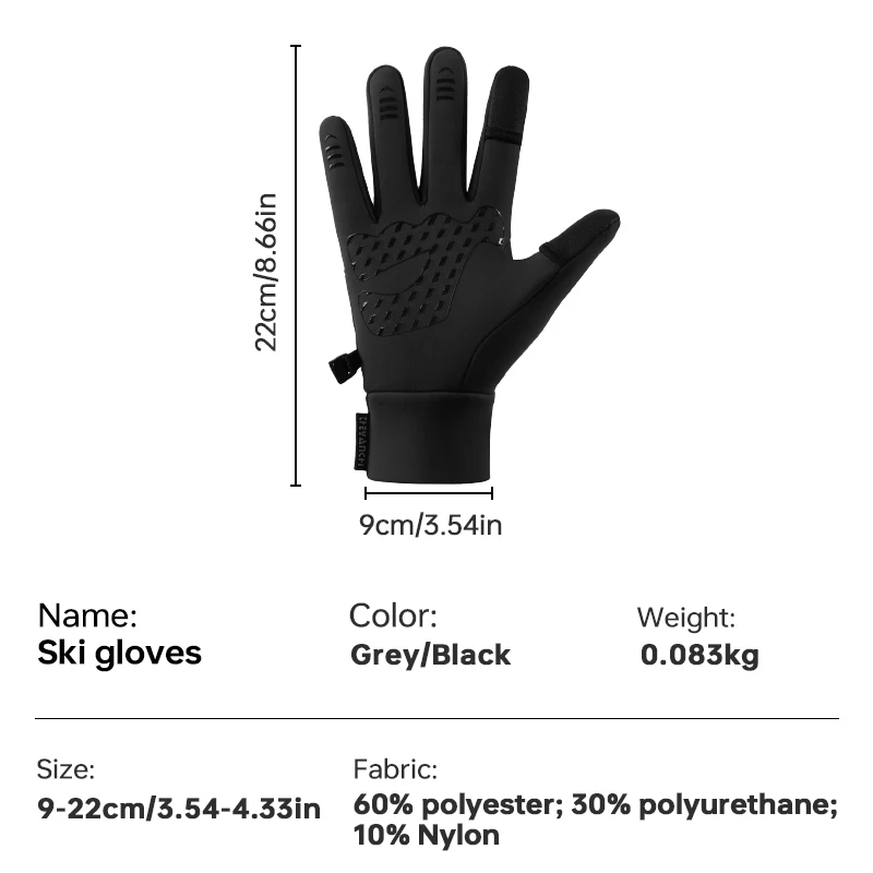 Winter Warm Touch Screen Gloves Outdoor Windproof Waterproof Cold-proof Gloves Men Driving Cycling Fishing Ski Thermal Gloves