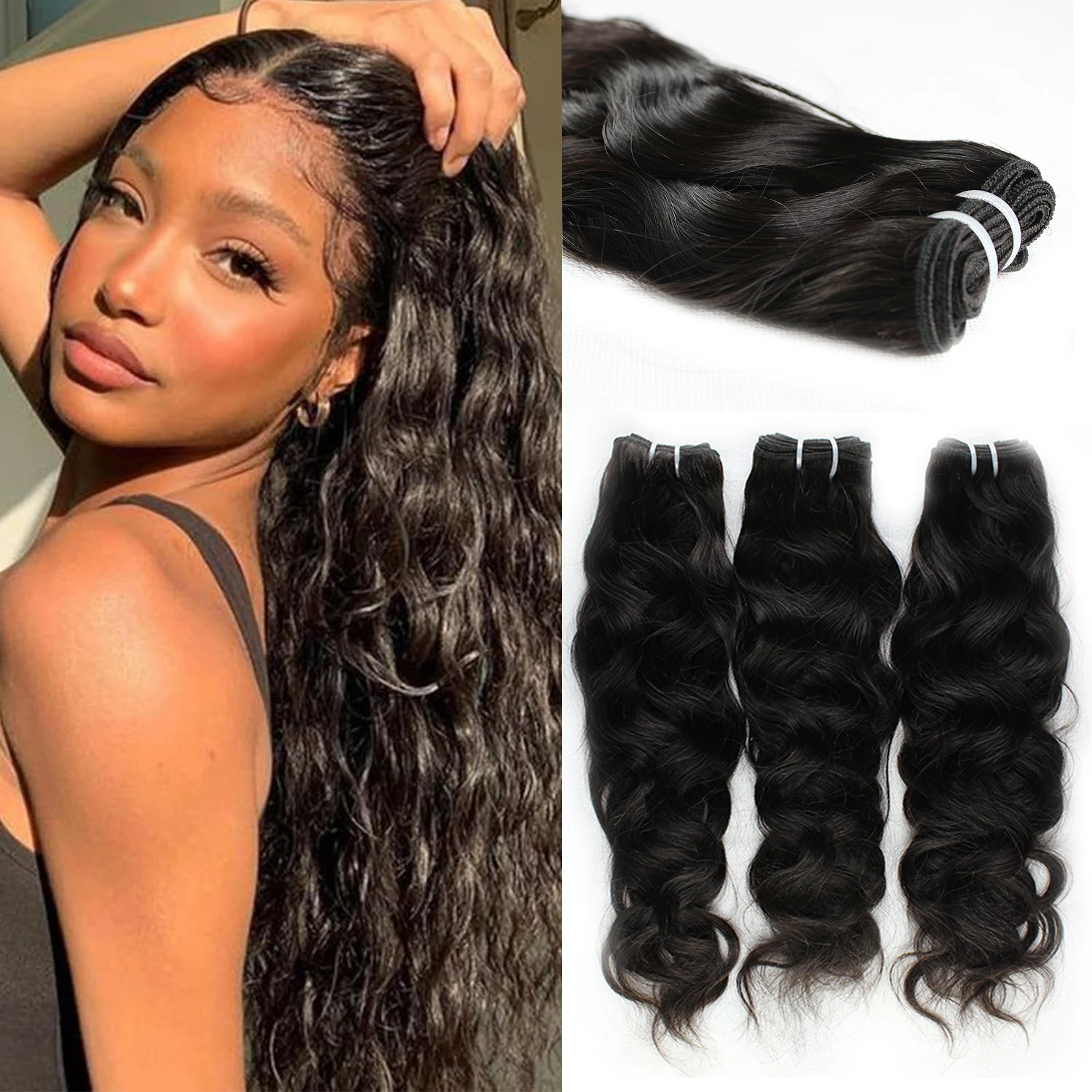 

Natural Wave 12A Human Hair Bundles 10-30inch 1/3/4pcs Unprocessed Brazilian Virgin Hair 3 Bundles Quick Weave Human Hair Soft