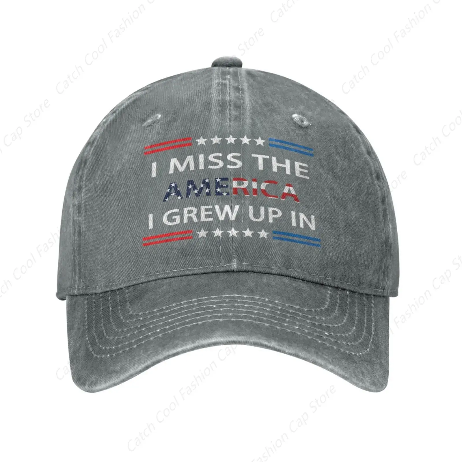 

Vintage Baseball Cap I Miss The America I Grew Up for Men Women Trucker Denim Hat Washed Cotton Fashion Unisex Adjustable Sports