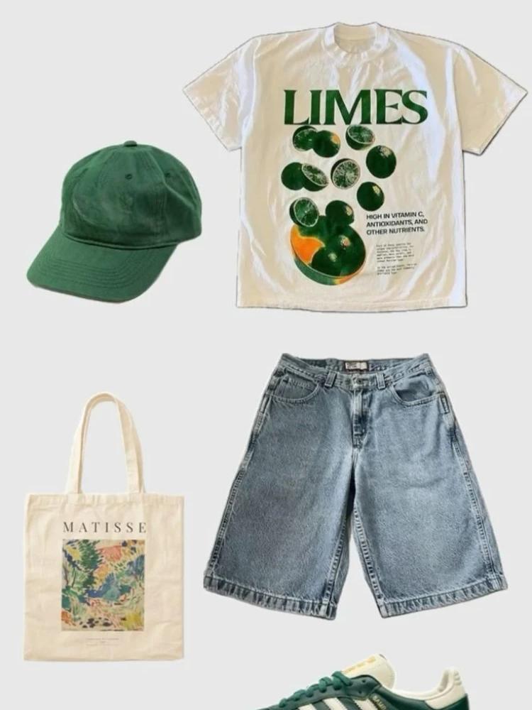 

Женская одежда больших размеров, винтажные футболки с рисунком лаймов, эстетичная уличная футболка в стиле ретро, модные топы в стиле Харадзюку с короткими рукавами