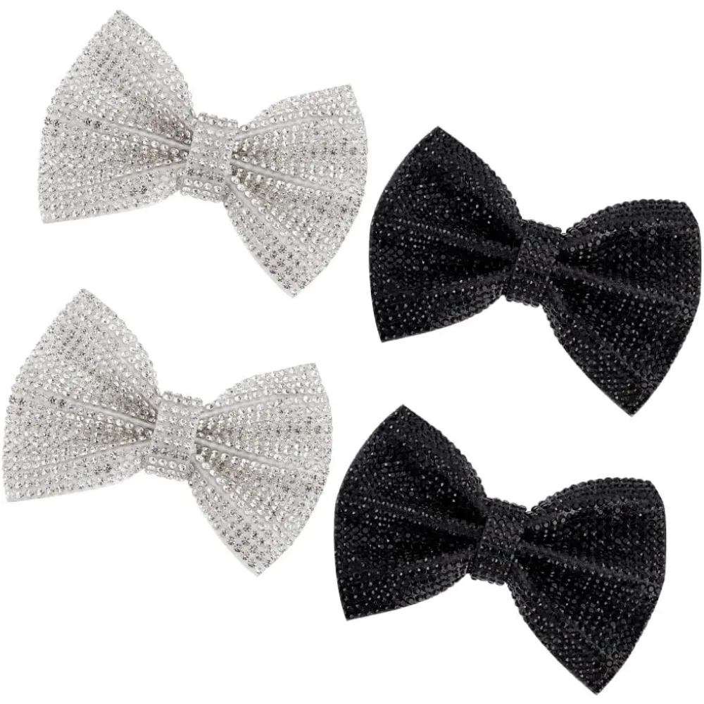 

2 пары, 2 цвета, зажимы для обуви с бантом и стразами, пряжка для обуви с бантом, съемные украшения для обуви, аксессуары для обуви из сплава для свадьбы