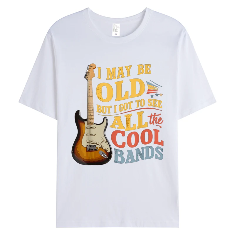 نمط جديد قد أكون قديمًا ولكن حصلت على رؤية جميع العصابات الرائعة تي شيرت رجالي من نسيج القطن جرافيك للعطلات ملابس رجالية