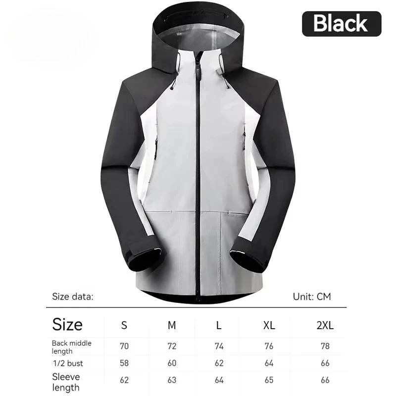 Waterproof Hooded Jacket Hiking Hardshell Coat Camping Windbreaker Fishing Raincoat Patchwork Outer Protective Layer