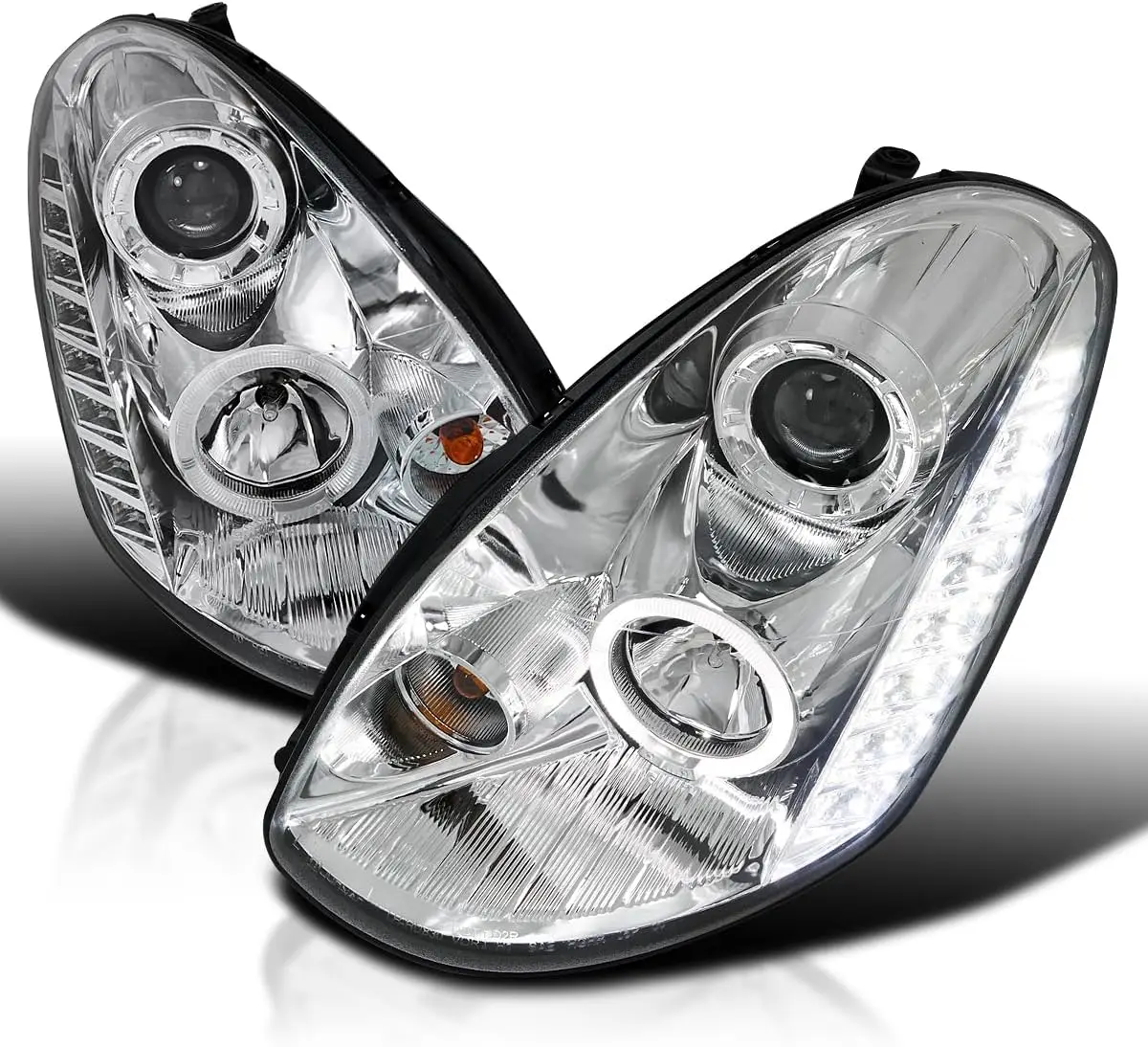 

SMD LED Halo Хромированный корпус Прозрачные линзы Проекторные фары Фари, совместимые с Infiniti G35 4Dr Sedan 2005-2006, левый +