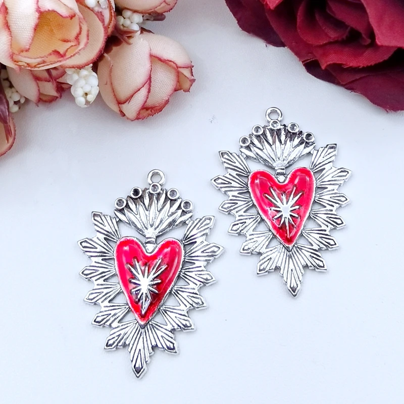 5 pezzi gotico Heartbreaking ciondolo a forma di cuore fai da te a forma di cuore smalto gioielli orecchini collana portachiavi accessori gioielli