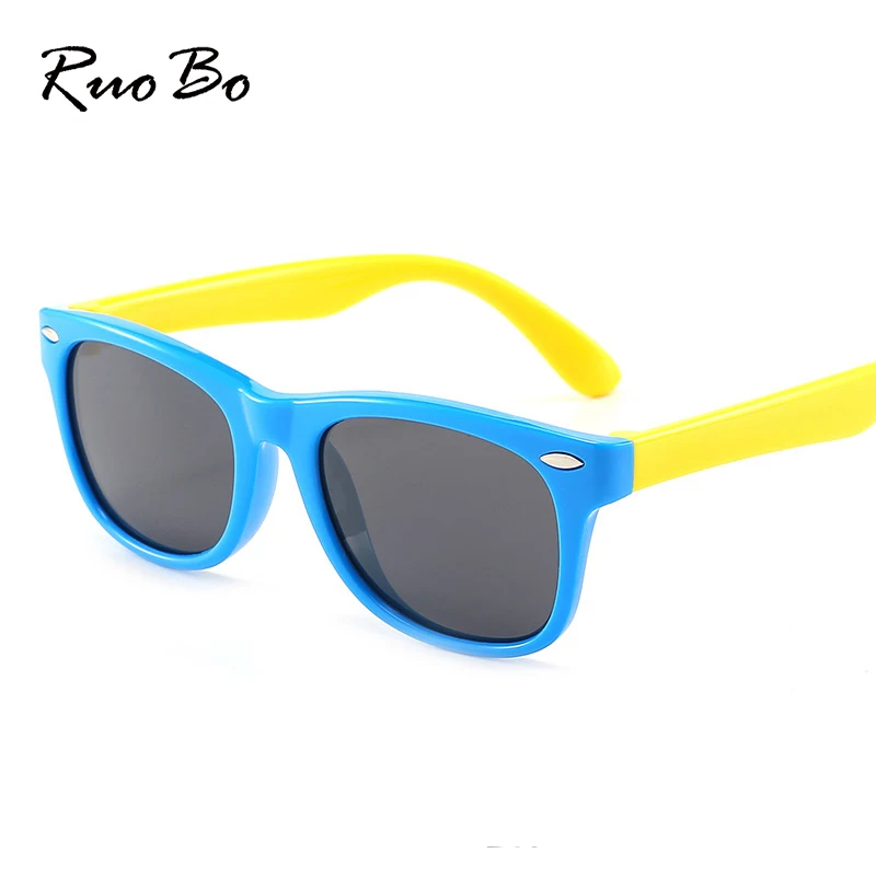 RUOBO Small Kids Soft Safety Silicone Flexible Frame Polarized Sunglasses For Boys Girls Candy Color Children Sun Glasses Shades