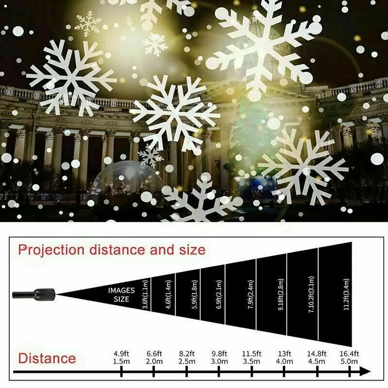 Proyector de copos de nieve para decoración navideña, luces LED, lámpara para exteriores