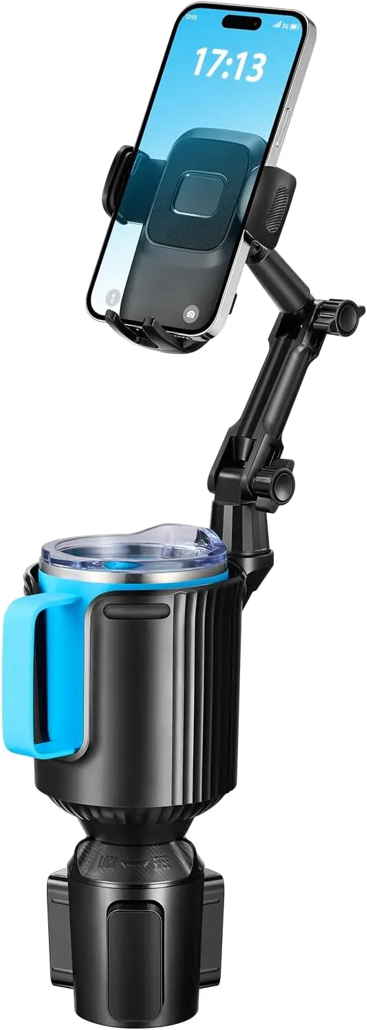 

Модернизированное крепление для телефона с подстаканником, регулируемая длинная шея 2-в-1, подходит для iPhone 14 Pro Max, SE, 8, 7, 6 и всех смартфонов, черный
