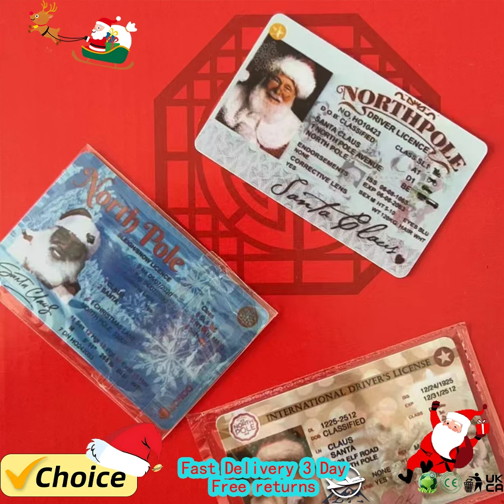 Card Santa Claus Flying Licence Christmas Eve Driving Licence Christmas Gift for Children Kids Christmas Decoration 2024