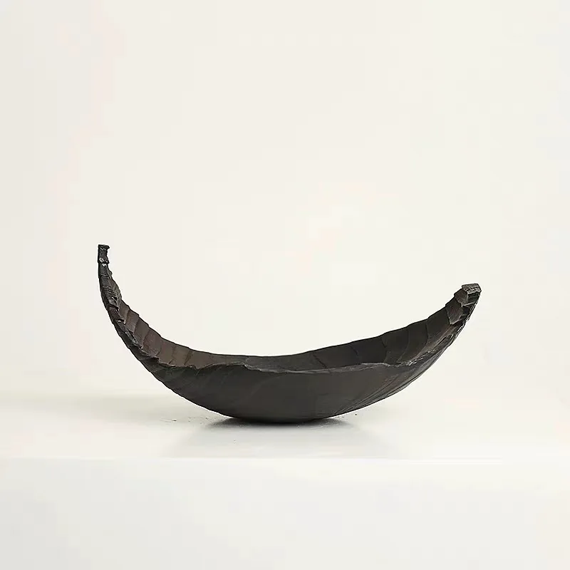 Wabi-sabi style wooden black pallet tea room Bogu frame soft decoration B&B living room high-end fruit plate decoration