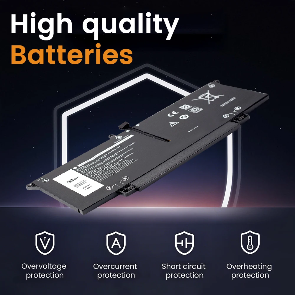 BGBT JHT2H Laptop Battery for DELL Latitude 7310 7410 Series 35J09 0YJ9RP 009YYF 07CXN6 04V5X2 0HRGYV 52Wh with Tools