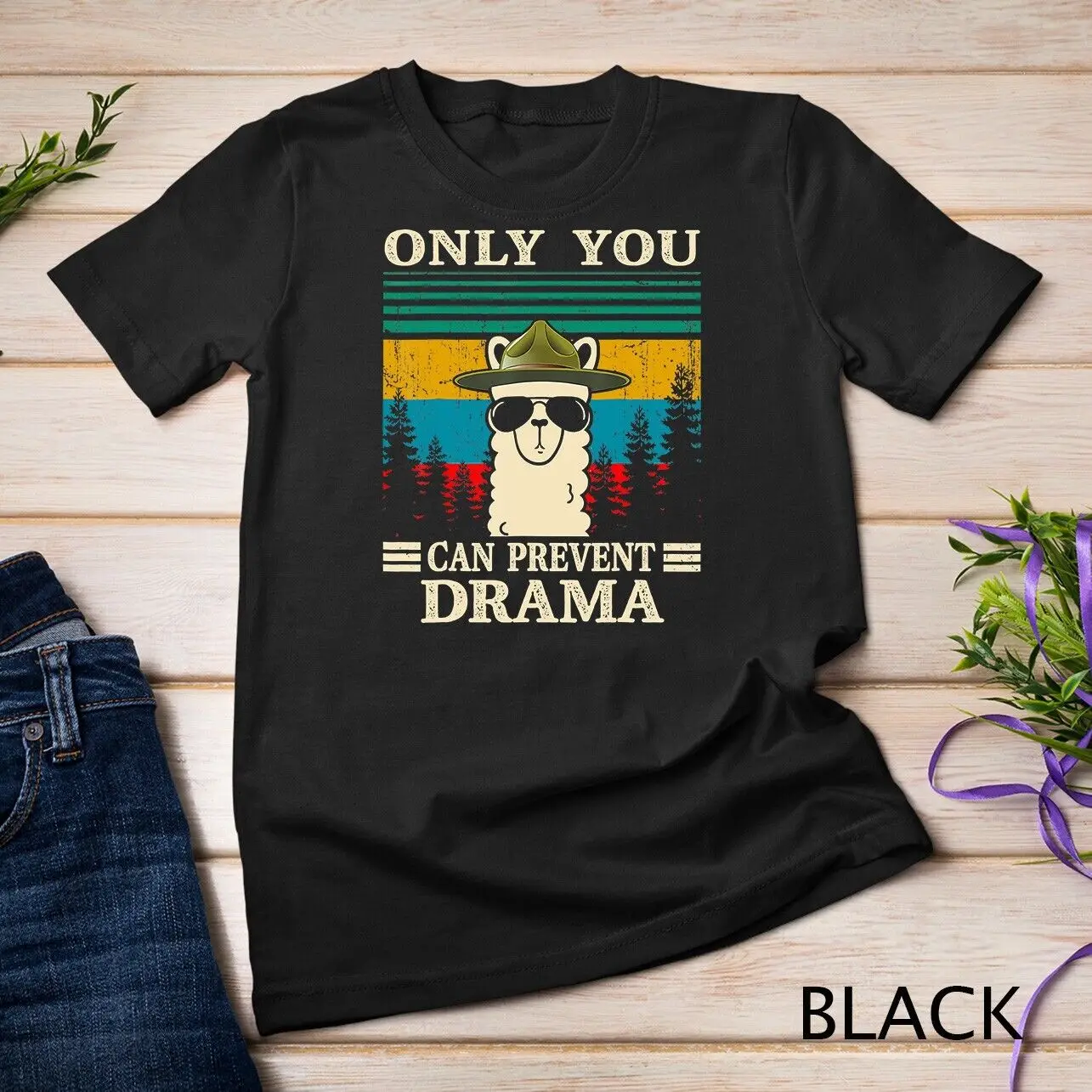 Llama Camping Only You Can Prevent Drama Gifts Men Women T-Shirt Unisex T-shirt