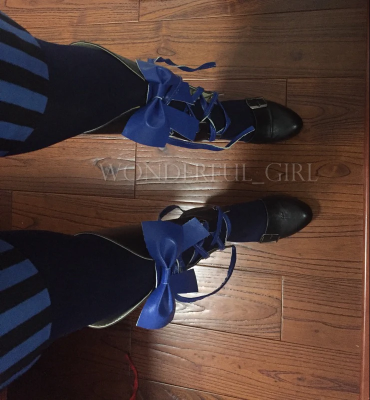 Neue Black Butler Kuroshitsuji Ciel Phantomhive Cosplay Stiefel mit blauer Schleife Anime Cosplay Schuhe für Damen/Herren Größe 35-47
