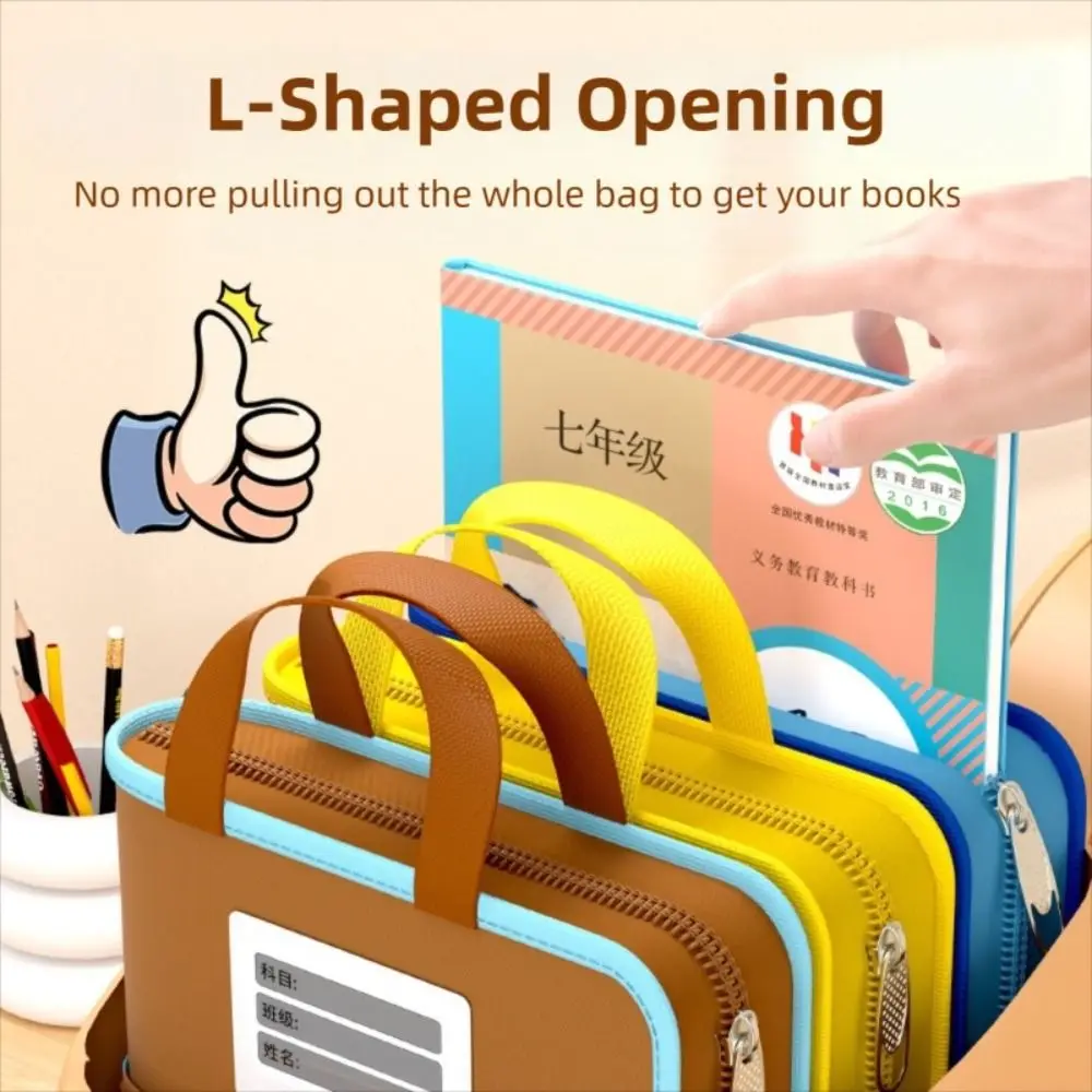 L-shaped A4 File Bag Large Opening Mesh Stationery Storage Bag Transparent Large Capacity File Organizer School Supplies