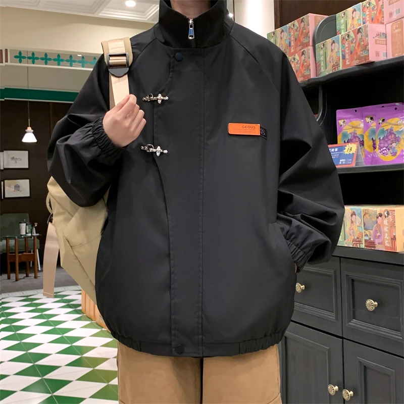 

American Sle Men's Jaet Hong Kong Sle Metal Aircrt Bule Waterproof Spring Design Casual Outerwear Youth Culture