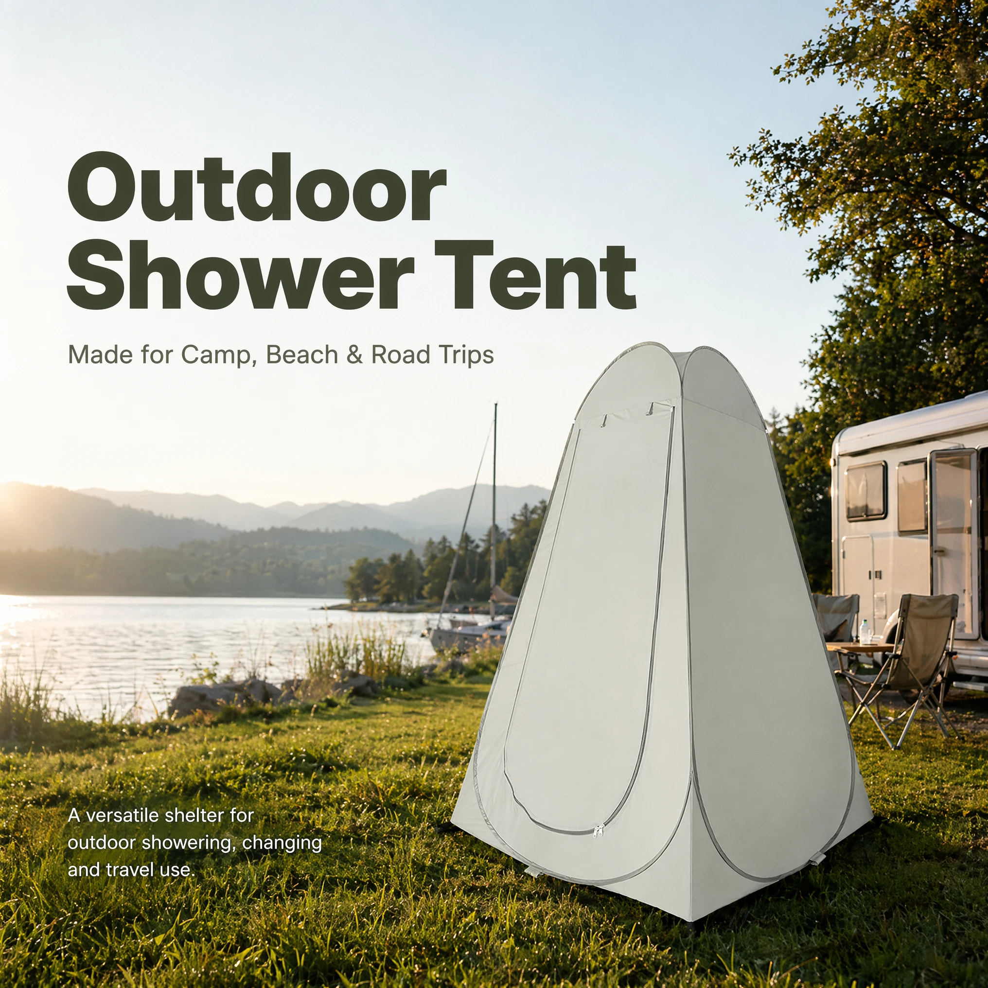 Foldable Outdoor Shower Tent Waterproof UV Resistant Privacy Changing Shelter With Carry Bag Ground Pegs For Camping Beach RV