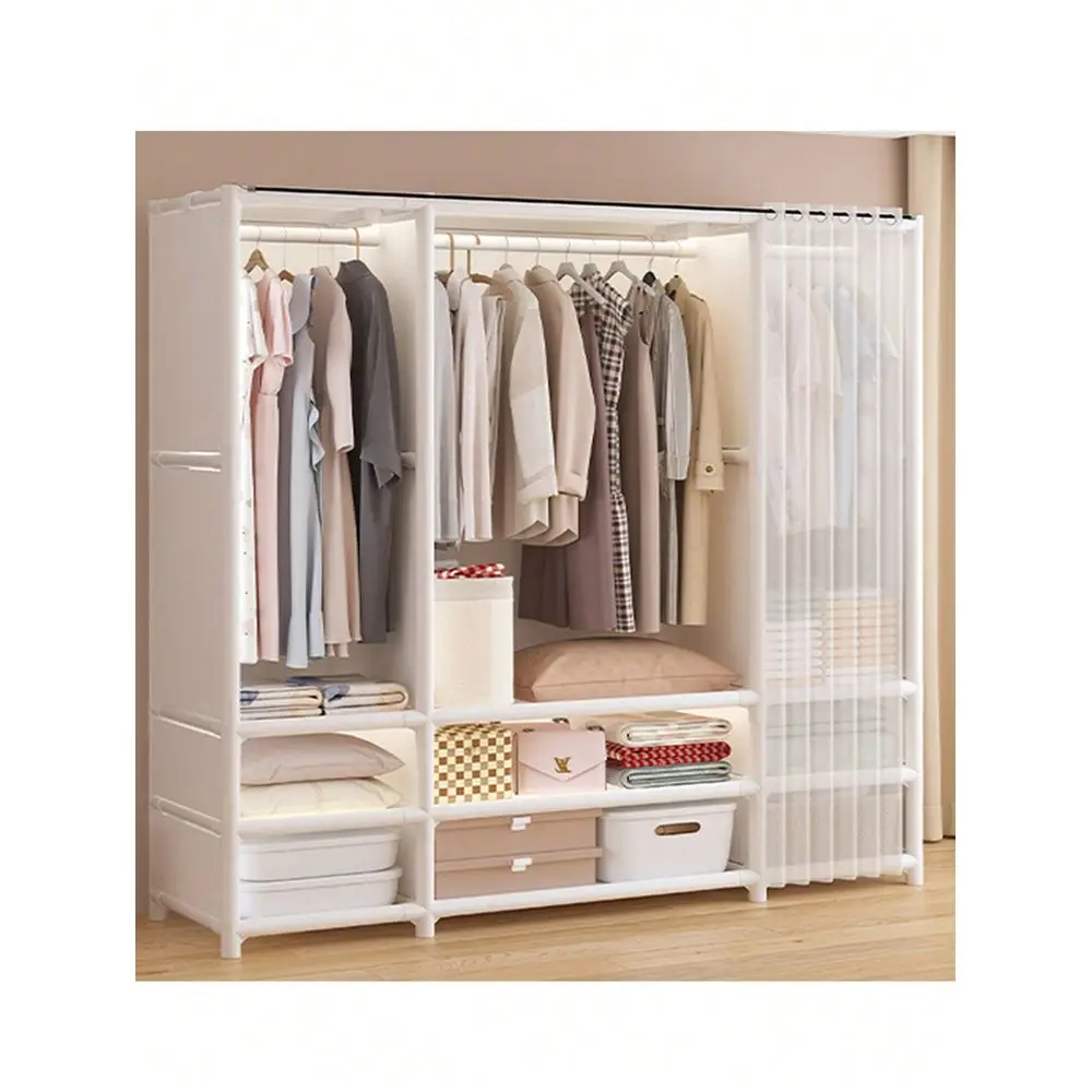 

Modern Bedroom Floor Wardrobe Large Capacity Wardrobe Clothes Rack Shelf Assembly Simple Floor Standing Clothes Storage Rack Wi