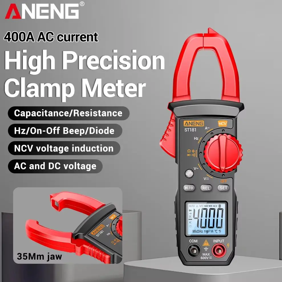 

Digital Multimeter Clamp Meter Smart ANENG ST181 400A AC Current Voltage Tester 4000 Counts Amp Ammeter Capacitance Tester Tool
