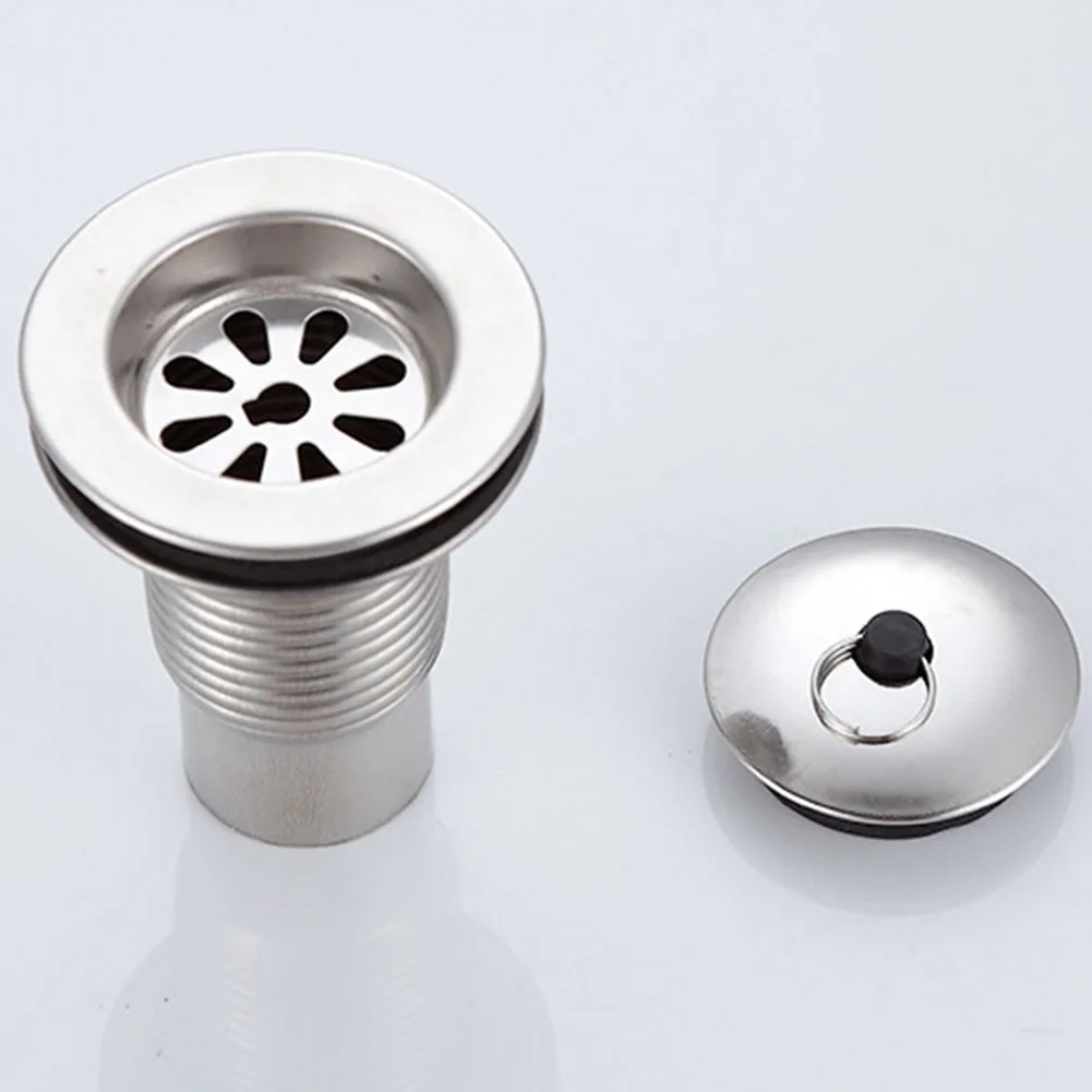 For Bathroom Pool Sink Drain Filter Kitchen Accessories 60mm Drain Button Durable Easy To Install Stainless Steel